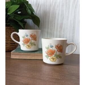 Vintage Corning Royal Garden Coffee Cups - Floral Cottagecore Set